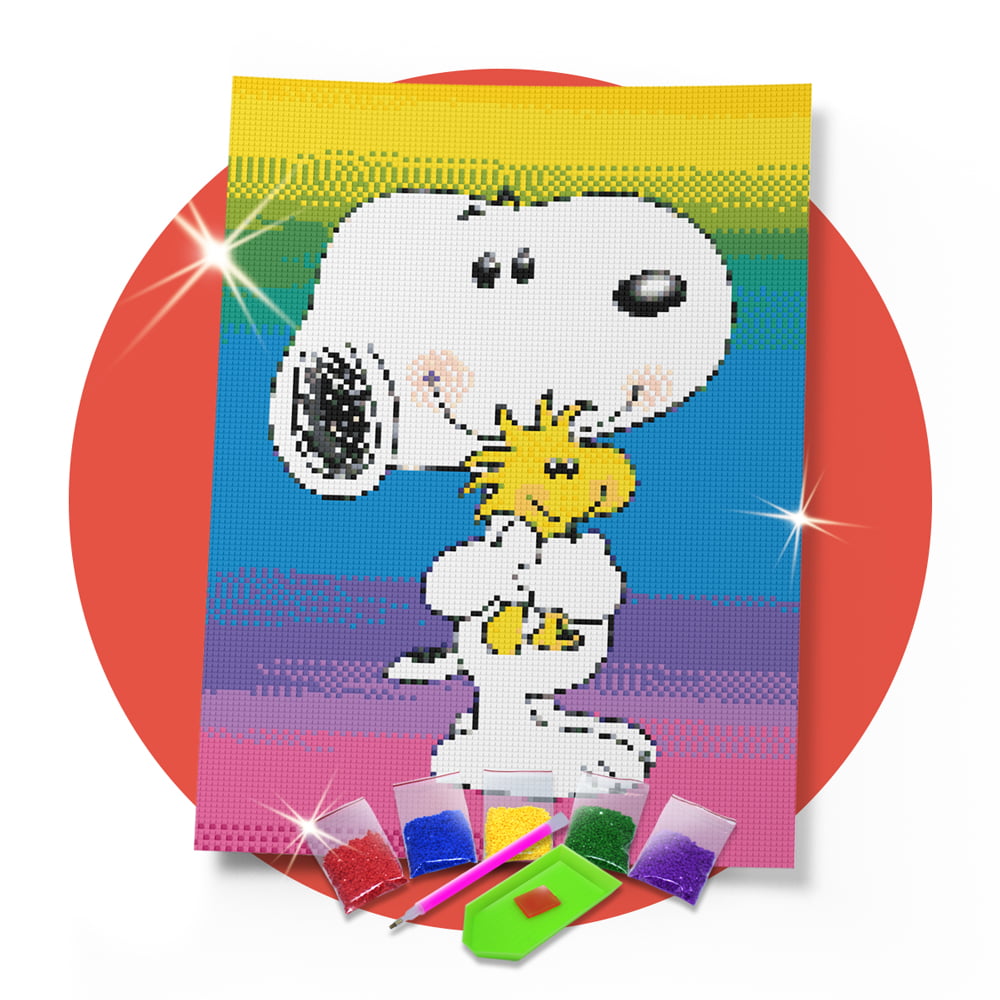 Kit Pintura com Diamantes | Snoopy 30x42cm - Diamante Redondo | Diamond Painting 5D DIY - Pintura Diamante - Diamond Painting 5D