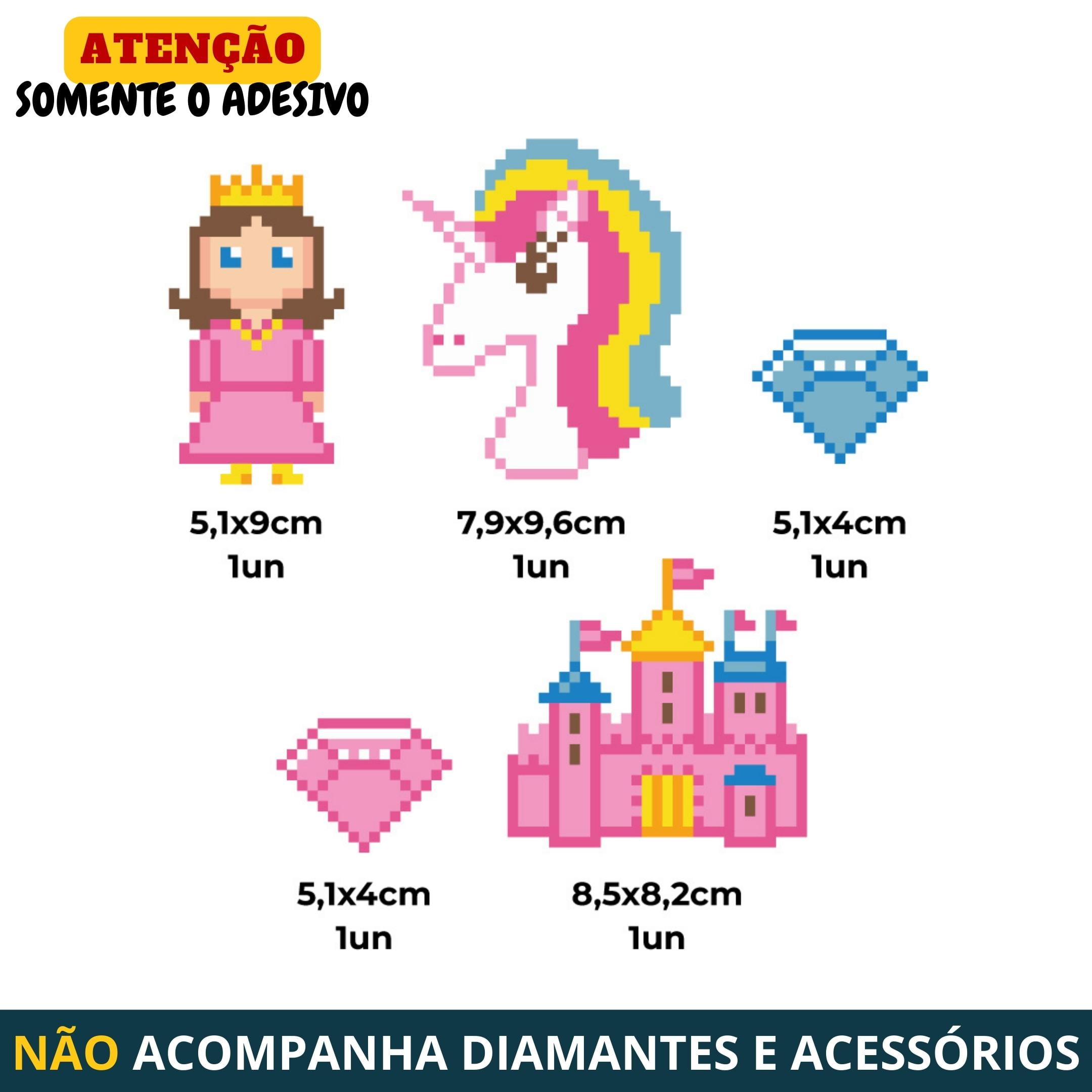 *SOMENTE ADESIVO* | Stickers Princesa Encantada 5Un - Pintura Diamante - Diamond Painting 5D