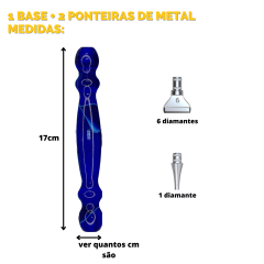 Acessório Pintura com Diamantes | Caneta Ponta Metal Azul Escuro | Diamond Painting 5D DIY
