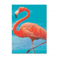 Kit Pintura com Diamantes | Flamingo 21x30cm - Diamante Redondo | Diamond Painting 5D DIY