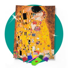 Kit Pintura com Diamantes | Gustav Klimt - O Beijo 42x60cm - Diamante Redondo | Diamond Painting 5D DIY - Pintura Diamante - Diamond Painting 5D