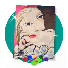 Kit Pintura com Diamantes | Picasso - A moça que ficou velha 30x42cm - Diamante Redondo | Diamond Painting 5D DIY