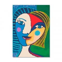 Kit Pintura com Diamantes | Picasso - Retrato Feminino Releitura 30x42cm - Diamante Redondo | Diamond Painting 5D DIY