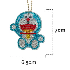Kit Pintura com Diamantes | Chaveiro Desenho Animado Doraemon 6,5x7cm - Diamante Redondo | Diamond Painting 5D DIY - Pintura Diamante - Diamond Painting 5D