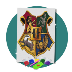 Kit Pintura com Diamantes | Casas Harry Potter 42x60cm - Diamante Redondo | Diamond Painting 5D DIY