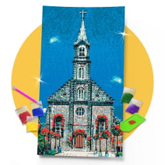 Kit Pintura com Diamantes | Tela Igreja Matriz Gramado - 30 x 57 cm - Diamante Redondo | Diamond Painting 5D DIY