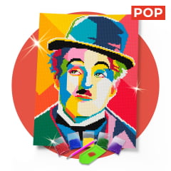 Kit Pintura com Diamantes | Tela Charlie Chaplin - 30 x 42 cm - Diamante Redondo | Diamond Painting 5D DIY - Pintura Diamante - Diamond Painting 5D