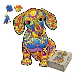 Arquétipos de Madeira | Quebra-Cabeça Dog Art 100 peças - Pintura Diamante - Diamond Painting 5D