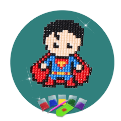  Kit Pintura com Diamantes | Sticker Superman 1Un. - Diamante Redondo | Diamond Painting 5D DIY